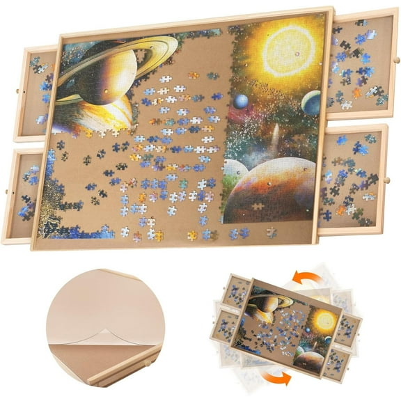 1000 Piece Wooden Jigsaw Puzzle Board - 4 Drawers