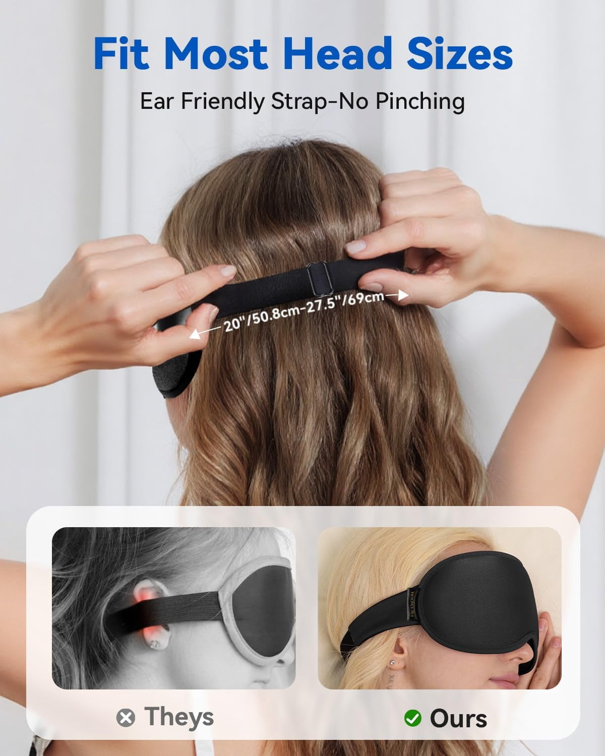 FACEMOON 2 Pack Adult Weighted Sleep Mask – Memory Foam Comfort Design | 99% Light Blocking Zero Pressure | Lash Extension Safe