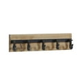 thumbnail image 6 of DecMode Wood Industrial Wall Black/Brown Hook Rack 24"W x 6"H with Wooden Panel Board, 6 of 14