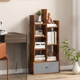 thumbnail image 4 of Patiojoy Tree Shaped Bookcase with Drawer Free Standing Bookshelf with 7 Open Storage Shelves Tall Display Rack with Bookshelves Brown, 4 of 10