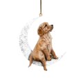 thumbnail image 4 of Colgante de espejo retrovisor de coche, colgante de perro sentado en la Luna, lindo adorno colgante de cachorro de peluche, llavero, decoración de Navidad, 4 of 4