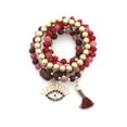 thumbnail image 4 of Evil Eye Bead Tassel Bracelet Set Color - Coral, 4 of 5