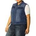 thumbnail image 4 of Agnes Orinda Women's Plus Size Casual Button Sleeveless Denim Vest Jacket 6X Blue, 4 of 6
