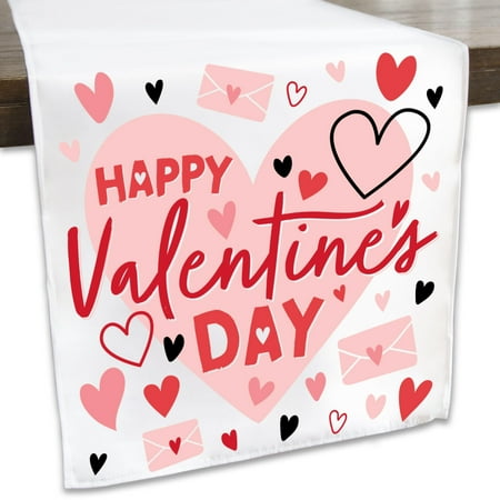 

Big Dot of Happiness Happy Valentine s Day - Valentine Hearts Party Dining Tabletop Decor - Cloth Table Runner - 13 x 70 inches