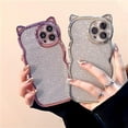 thumbnail image 5 of Luxury Sparkle Women Case for iPhone 13 Pro Max Fashion Wavy Frame, Cartoon Case for iPhone 13 Pro Max 3D Cat Ears, Shiny Electroplating TPU Full Camera Protection Case for iPhone 13 Pro Max, 5 of 13