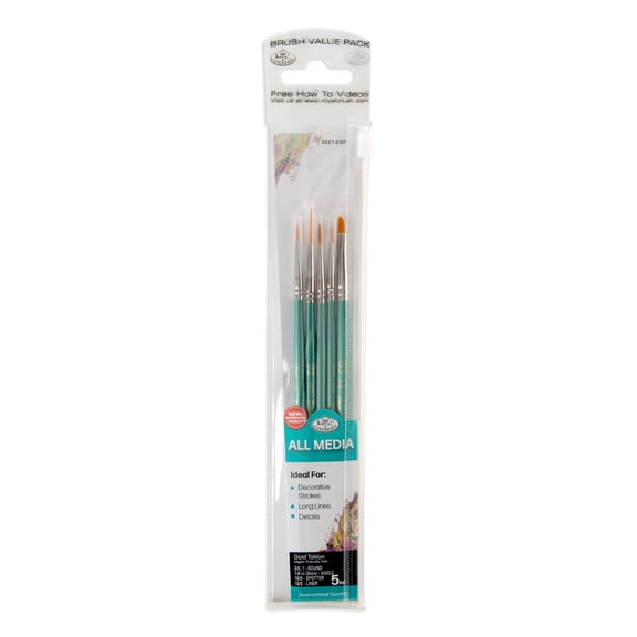 Royal & Langnickel - 5pc Gold Taklon Round Variety Artist Paint Brushes  | RSET-9197 |