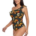thumbnail image 2 of Easygdp Halloween Skull Women's One Shoulder Ruffle Monokini Bathing Suits with Removable Chest Pad, Quick Drying - X-Large, 2 of 8