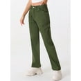 thumbnail image 4 of DARING DIVA Women's High Waist Baggy Y2K Street Cargo Pants with Pockets S Dark Green, 4 of 6