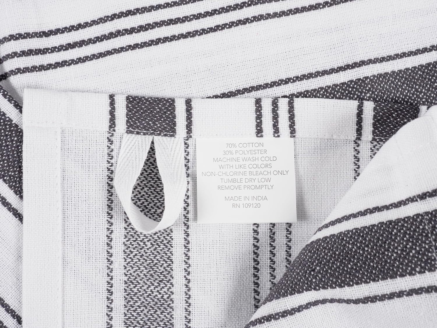 KAF Home Set of 10 Terra Kitchen Towels, GRS Certified & Multi-Purpose Dish Towels, Dark Gray