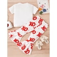 thumbnail image 2 of Aunavey Baby Girls Valentine's Day Outfits Heart Print Short Sleeve Tops Flare Pants Toddler Bell Bottoms Love Clothes, 2 of 8