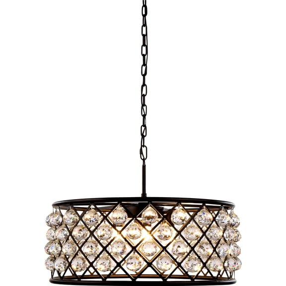 Pendant MADISON 6-Light Clear Crystal Polished Nickel Glass Faceted Roya EL-3497
