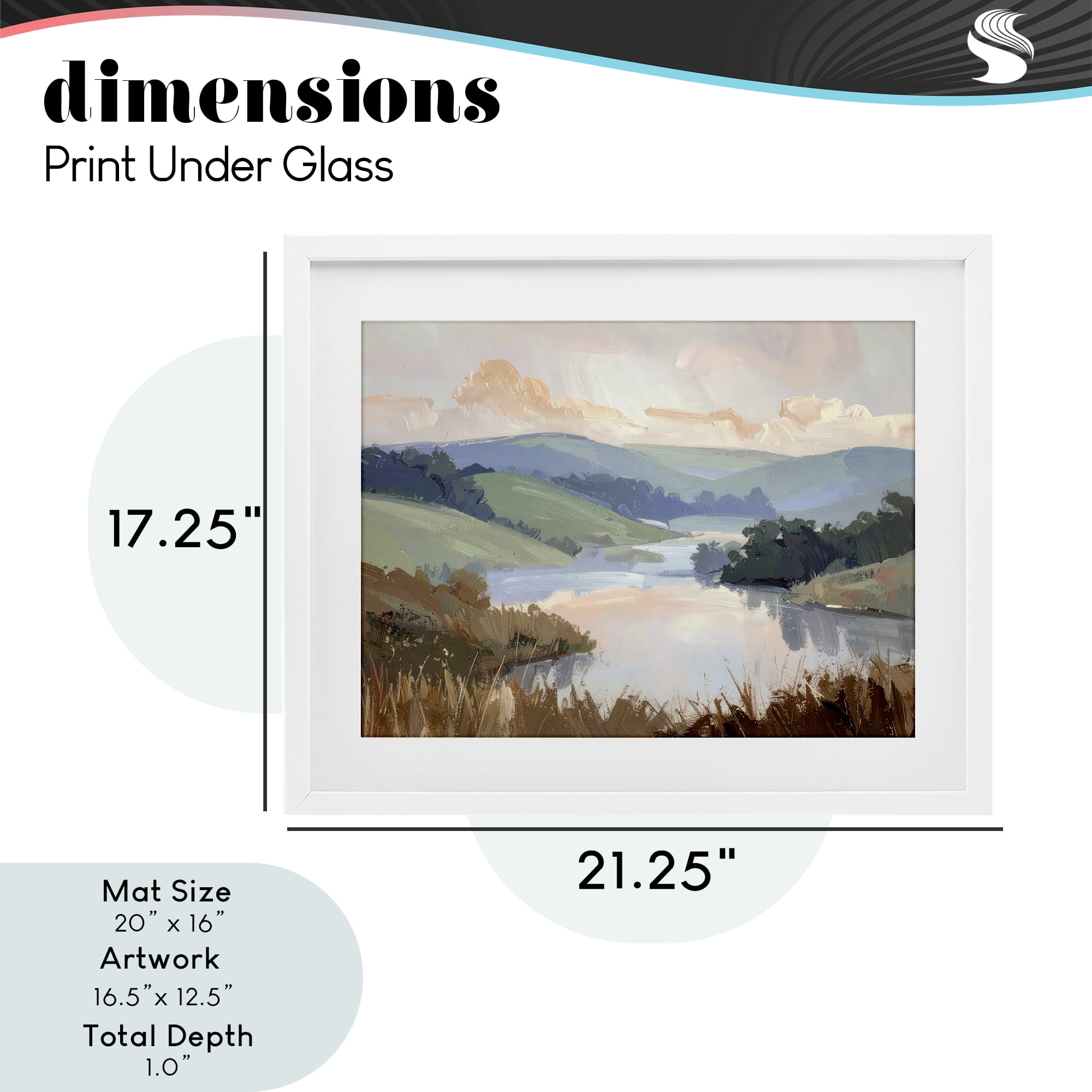 Stupell Industries Muted Distant Mountains White Framed Print Under Glass, design by Alonza Saunders