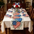 thumbnail image 1 of Independence Day Table Runner 250th Anniversary Polyester Decorative Tablecloth Multicolor Heart Print, 33x120cm or 33x183cm, 1 of 6