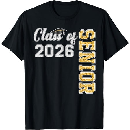 Graduation 2026 T-Shirt for Seniors - Senior Class of 2026 T-Shirt- Classic Unisex 100% Cotton Crew Neck T-Shirt Breathable Casual Everyday Wear Affordable