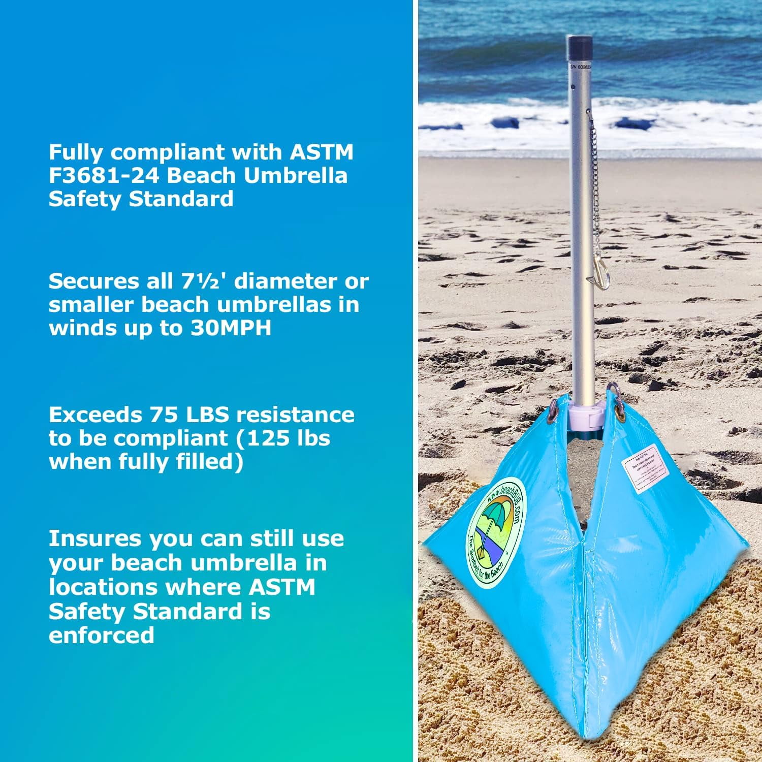 Ultra Beach Umbrella Base (Compliant with The ASTM F3681-24 Beach Umbrella Safety Standard)