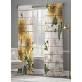 thumbnail image 5 of Sunflowers Semi Sheer Curtains 108 Inch Length 2 Panels Set, Farmhouse Botanical Flowers Bees Wooden Sheer Kitchen Curtain Privacy Voile Window Curtain for Living Room Bedroom Rod Pocket Drapes, 5 of 7