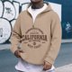 thumbnail image 1 of WILLBEST Sudadera con Capucha para Hombre, con Cremallera De Un Cuarto y Estampado De Letras, Cómoda y Informal, Interior Suave para Uso Diario Grande, 1 of 4