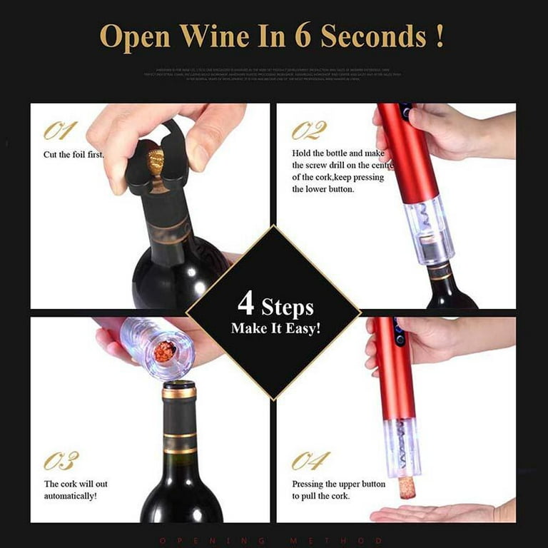 Electric Wine Opener, Automatic Cordless Wine Bottle Opener kit with Foil  Cutter