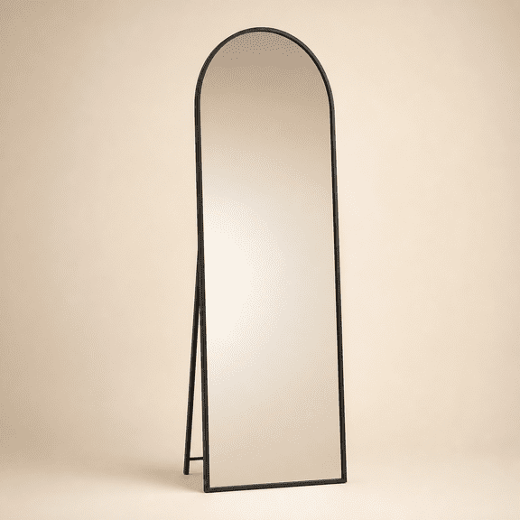 Black 57"L x 18"W Full Length Arched Floor Mirror