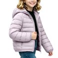 thumbnail image 4 of Jalioing Puffer Jacket for Kids Winter Lightweight Long Sleeve Zipper Up Thermal Coat Solid Color Hooded Puffy Outerwear, 4 of 7