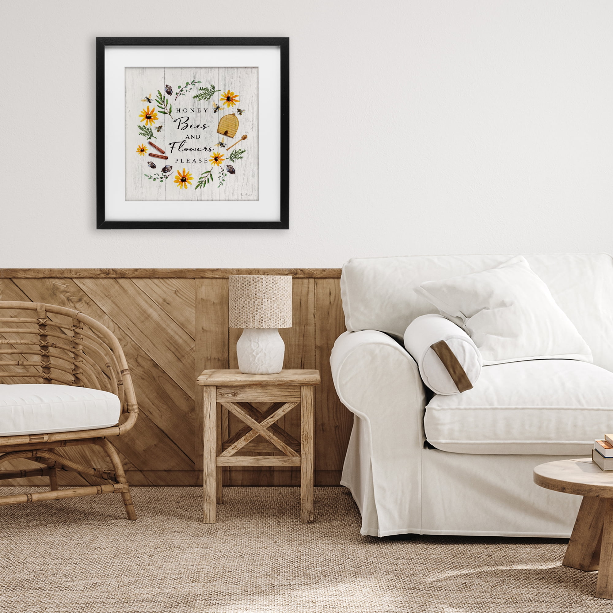Stupell Industries Country Cottage Wreath & Quote Black Framed Print Under Glass, design by Elizabeth Tyndall