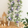 thumbnail image 4 of Hiroekza Rose & Vines Artificial Flowers Garland 66.8in Faux Flower for Tabletop Door Staircase Garden Decoration Faux Hanging Flowers for Home Outdoor Party Wedding Purple, 4 of 5