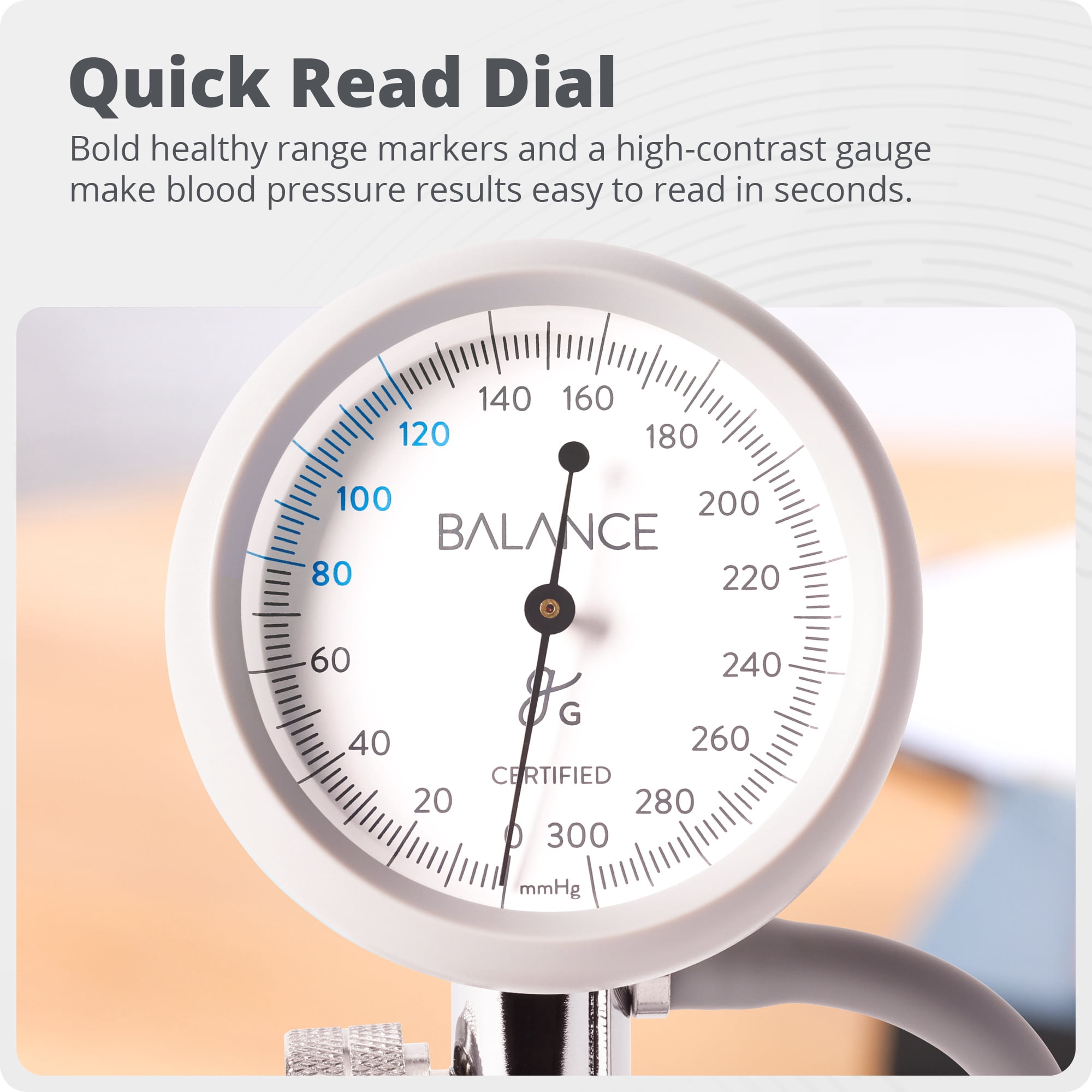 Greater Goods Sphygmomanometer, Latex-Free Manual Blood Pressure Cuff, Home Use, Elderly Care with Carrying Case, Cloud Gray