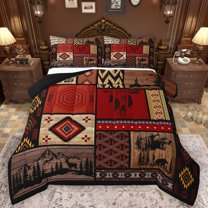 Castle Fairy Safari Deer Bear Bedding Comforter Set 2pcs for Boys Girls,Rustic Retro Cabin Twin Comforter Sets Microfiber,Jungle Animal Breathable Bedding Set,Breathable Home Decor,Reversible