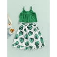 thumbnail image 4 of Gureui Toddler Infant Baby Girls Outfit, Spaghetti Strap Ruffle Camisole + Leaves Printed Slit Skort 2Pcs Clothes Set, 4 of 9
