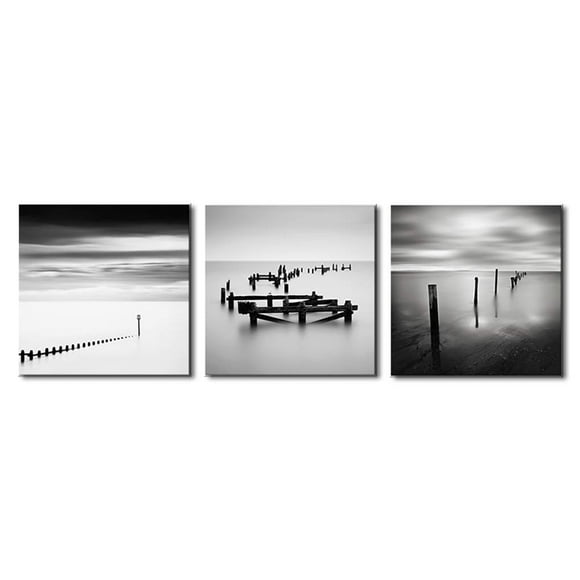 Xingzhi 3Pcs/set Black White Lake Canvas Art Printed Oil Painting HD Oil Poster Pictures Drawing Decor