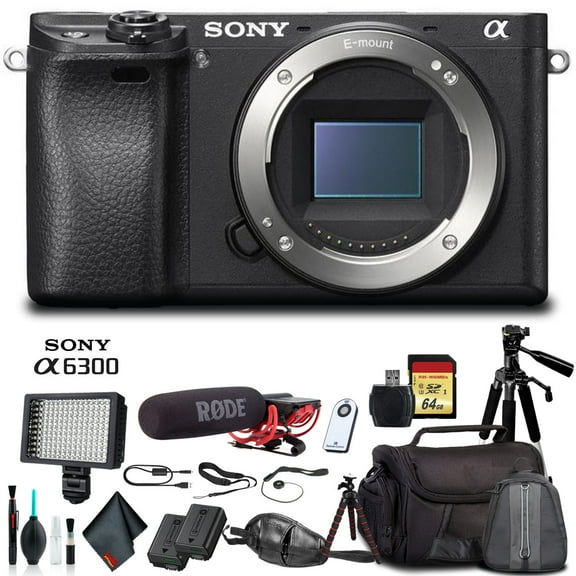 Sony Alpha a6300 Mirrorless Camera Black ILCE6300/B  Soft Bag, Tripod, Additiona(International Model)