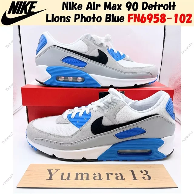 Nike Air Max 90 Detroit Lions Photo Blue FN6958-102 Men's Size