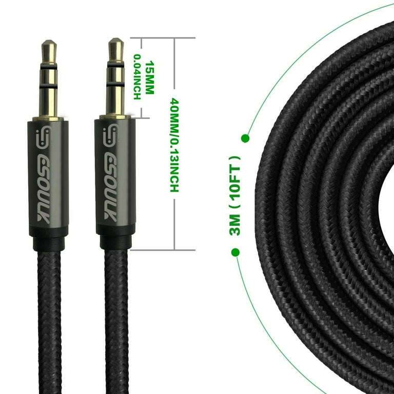 3.5mm to 3.5mm Aux Audio Cable 1m - Black
