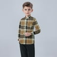 thumbnail image 6 of Boys' Long Sleeve Oxford Dress Shirts Kids and Toddlers Casual Button Up Collared Shirt Blouses for 6M-8T, 12-18 Months Brown, 6 of 7