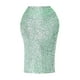 thumbnail image 2 of Falda de lentejuelas Prolriy para mujer, color liso a juego, de moda, con lentejuelas, ajustada, de cintura alta, de longitud media, faldas para mujer, verde menta S, 2 of 4