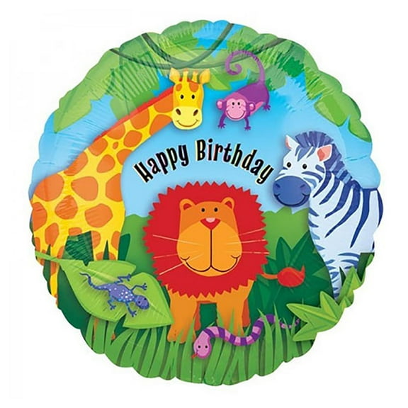 LOONBALLOON Birthday Childeren Balloons, 18″ JUNGLE ANIMALS BIRTHDAY