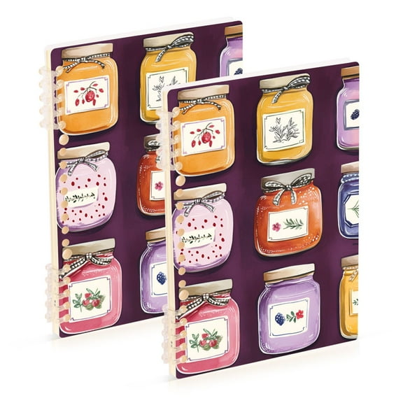 FORMRS 1-Subject Spiral Notebook 8" x 5" College Ruled 60 Refillable Sheet A5 Hard Cover, 2 Pack, Purple Jam