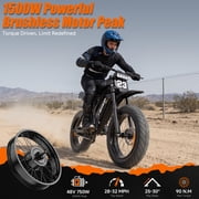 20 Fat Tire Electric Bike for Adults, 1500W Peak Dirt Ebike, 48V 17.5Ah Battery, Electric Mountain Bike for Men, UL2849