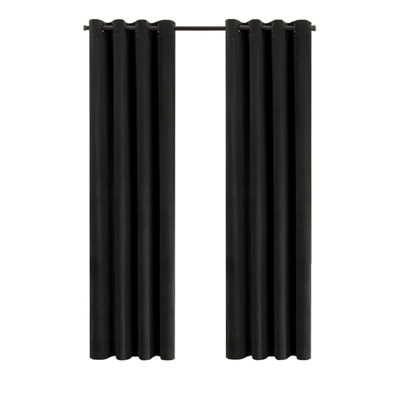 Eclipse Luxury Cotton Velvet, 100% Blackout, Grommet, Single Curtain Panel, 50"x84", Black