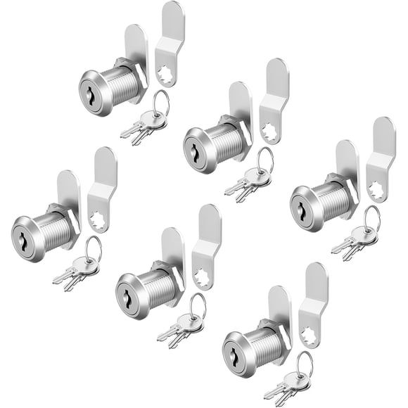 LAICAIW 6 Pack Mailbox Lock Cam Locks Keyed Alike, 1" Cabinet Lock with Key, Secure File Cabinet Drawer, Mailbox Lock Replacement for Storage Door Tool Box, Zinc Alloy