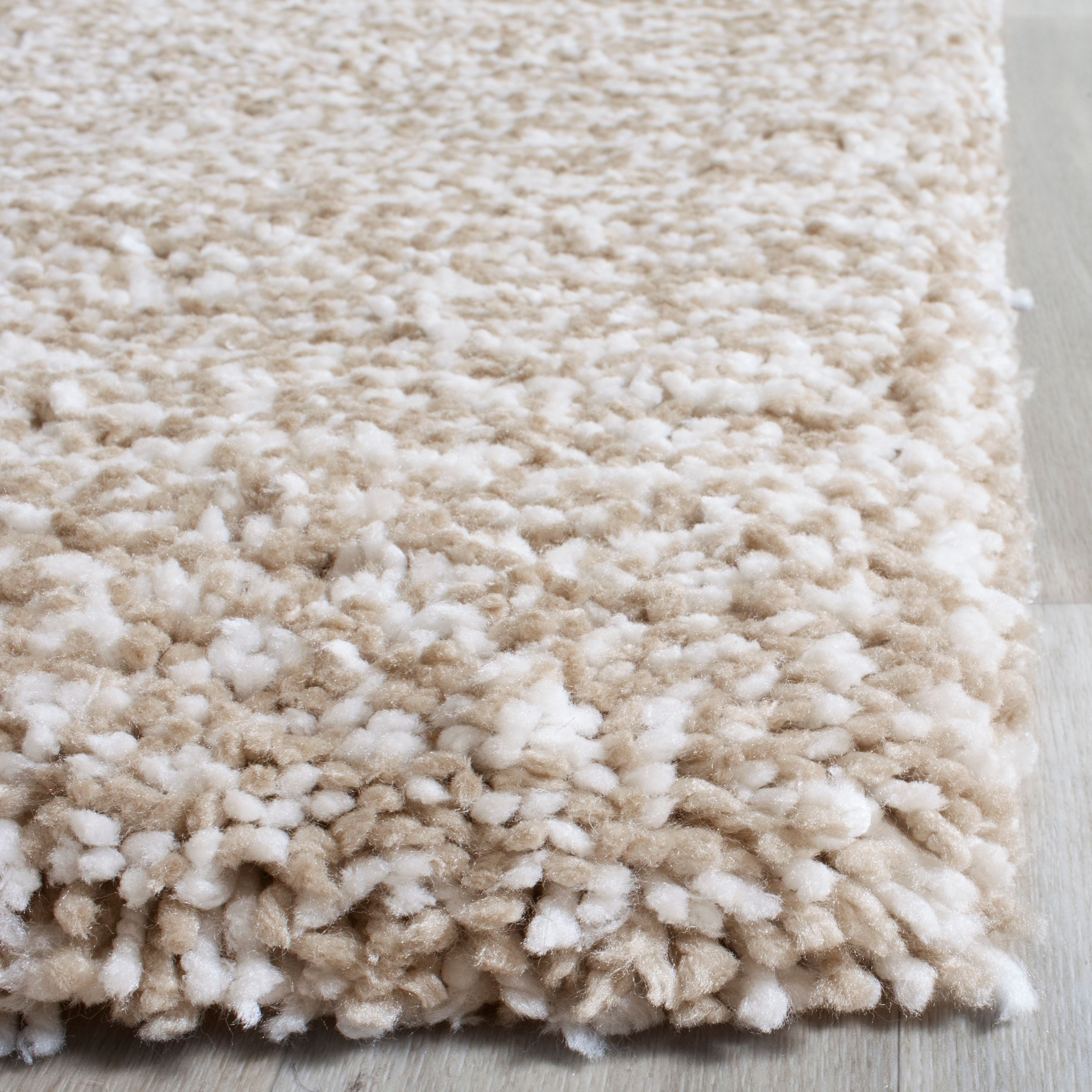 SAFAVIEH Ultimate Atanas Solid Plush Polyester Shag Area Rug, Sand/Ivory, 5' x 8'