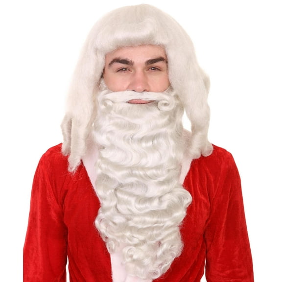 HPO Santa Beard and Wig for Adult  Men - Father White Beard Costume Accessory for Christmas, Holiday Parties