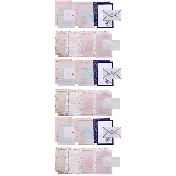 Masteelf 24 Sets Lovely Floral Letter Paper Cartoon A5 Writing Paper with Envelopes Kit