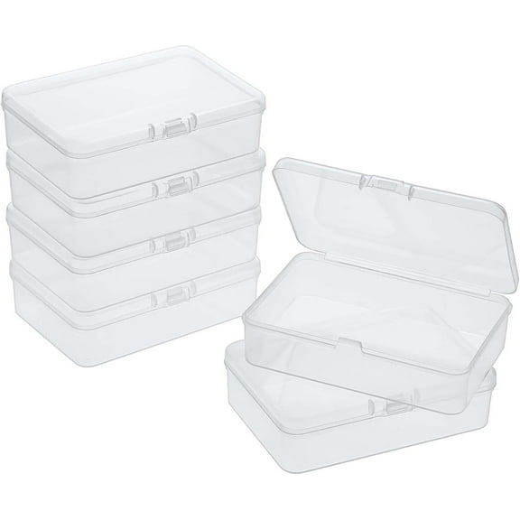 GIXUSIL 6 Pcs Small Plastic Storage Containers Box, Clear Plastic Containers with Lids, Transparent Organizers & Storage Box for Bead Nail DIY Crafts and Small Items (4.5x3.3x1.2 in)