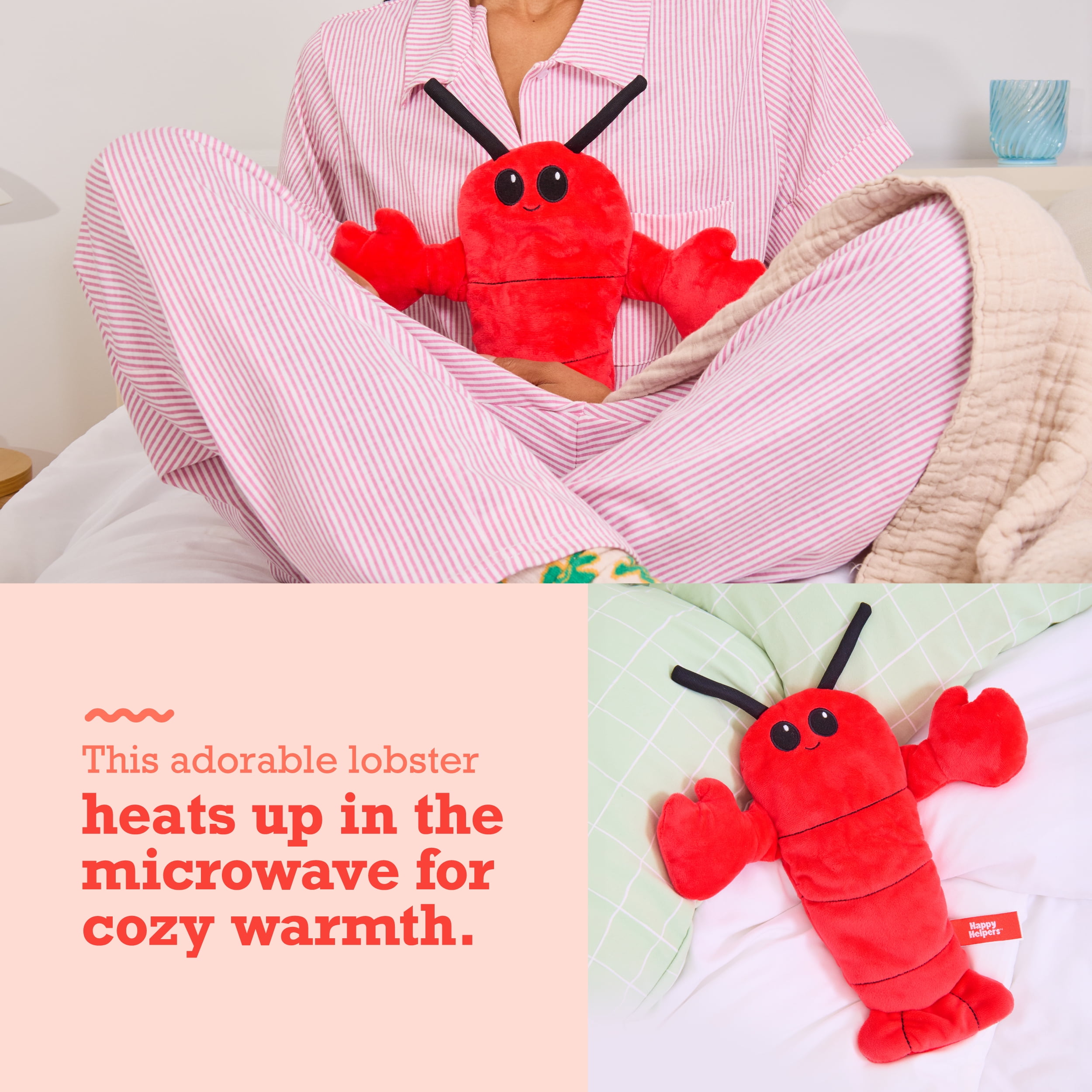 Happy Helpers Menstruation Crustacean Lobster, Microwavable Heating Pad for Cramps, Gifts for Teens
