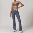 thumbnail image 2 of KHONTS Women 2 Piece Workout Yoga Sets Color Block Sports Bra High Waist Flared Leggings Gym Yoga Pilates Outfits Dark Gray S, 2 of 3