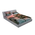thumbnail image 2 of Ambesonne Nature Fitted Sheet & Pillow Sham Set, Sunrise River Nautical, Full, Purple Green, 2 of 2