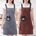 thumbnail image 4 of Ludlz Kitchen Apron Big Pocket Design Soft Texture Breathable Striped Lace Up Dirt Resistant Cartoon Bear Painting Cleaning Apron for Painter, 4 of 8