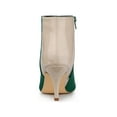 thumbnail image 2 of BLISSFUL STEP Women's Shoes Pointy Toe Print Stiletto Heel Boots Green Beige 7, 2 of 7