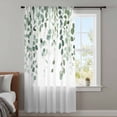 thumbnail image 4 of Eucalyptus Leaf Sage Green Sheer Curtains 54 Inches Long, Spring Weeping Leaves Botanical Light Filering Curtains, Breathable Simi Curtain Privacy Drapes for Kitchen Bathroom Small Window Treatment, 4 of 9